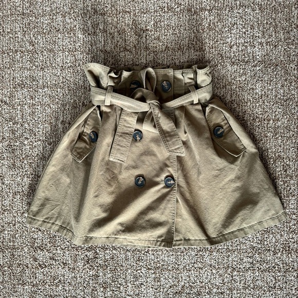 Lush VGUC Khaki Paper Bag Front Tie Mini Skirt size S - Picture 1 of 7
